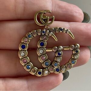 Gucci Gold earrings with Blue and Pink Accents